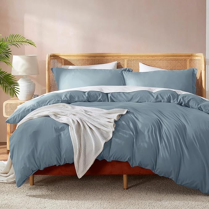Nestl Stone Blue California King Duvet Cover Sets - Soft Double Brushed Cal King Duvet Cover, 3 Piece, with Button Closure, 1 Duvet Cover 104x98 inches and 2 Pillow Shams