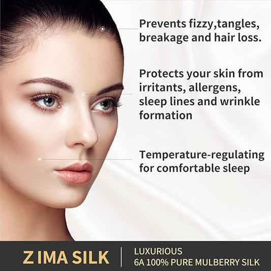 ZIMASILK 25 Momme 100% Pure Mulberry Silk Pillowcase for Hair and Skin Care, Highest Grade 6A Pillow Cases for Women, Long-Lasting Durablity, Gift for Women Men, 1Pc (King 20"x36", Light Plum)