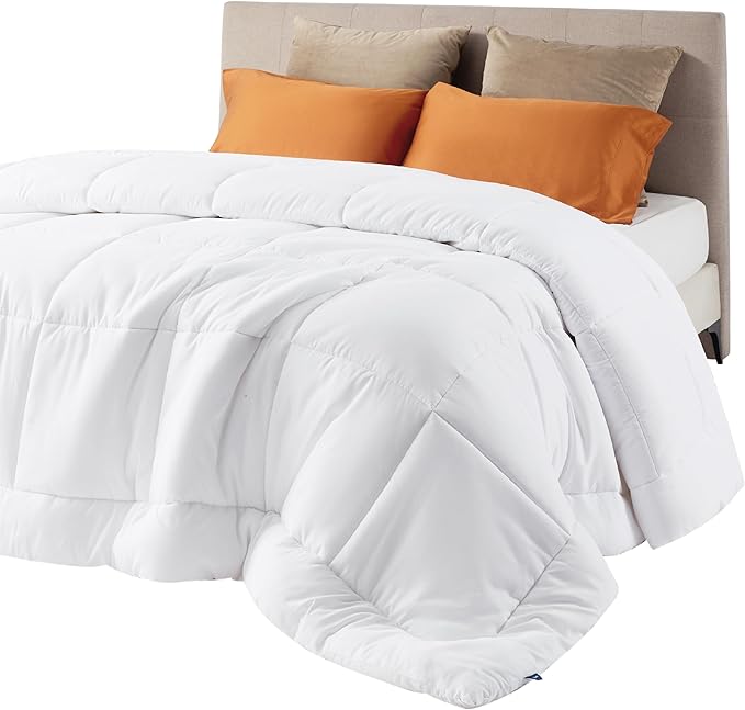Bedsure Comforter Duvet Insert - Quilted Comforters Queen Plus Size, All Season Duvet, GentleSoft Down Alternative Bedding Blanket, with 8 Tabs, Gifts for Women/Men,White,Queen Plus 90 x 90 Inches