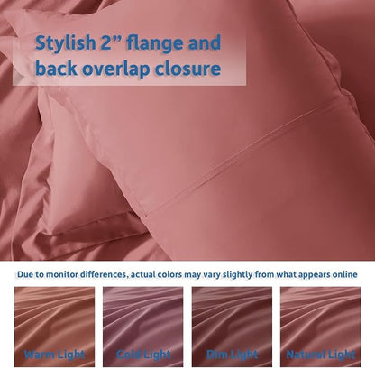 Nestl Pink Clay Duvet Cover Queen Size - Soft Double Brushed Queen Duvet Cover Set, 3 Piece, with Button Closure, 1 Duvet Cover 90x90 inches and 2 Pillow Shams