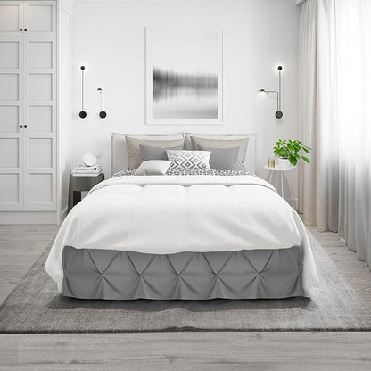 Nestl Dark Grey Bed Skirt Twin Size, Pinch Pleat Twin Bed Skirt, 14" Inch Drop Twin Bedskirt, Hotel Quality Dark Grey Bed Skirts, Premium Microfiber Bedskirt for Twin Bed, Dark Grey Twin Bed Skirt