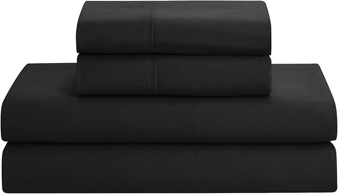 Queen Comforter Set 8 Piece Bed in a Bag with Bed Skirt, Fitted Sheet, Flat Sheet, 2 Pillowcases, 2 Pillow Shams, Queen, Pintuck Black