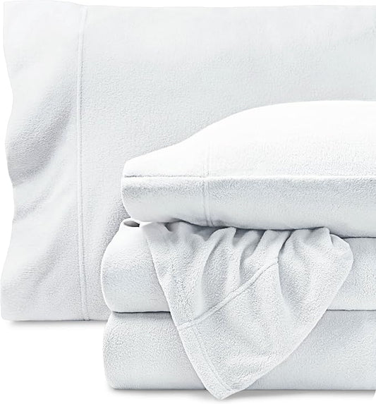 Bare Home Super Soft Fleece Sheet Set - Full Size - Extra Plush Polar Fleece, No-Pilling Bed Sheets - All Season Cozy Warmth (Full, White)