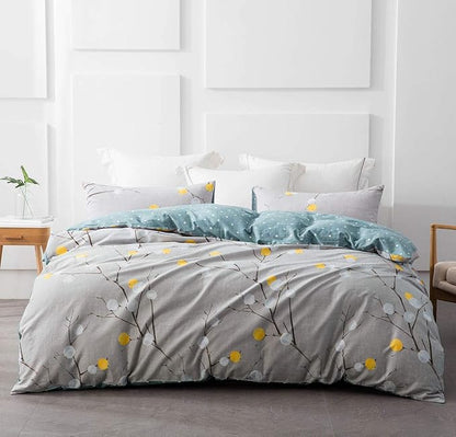SLEEPBELLA Duvet Cover Set 600 Thread Count Cotton Bedding Set (Full, Grey Branch)