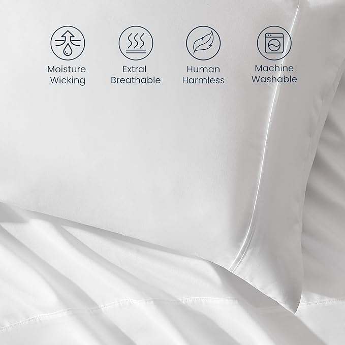SLEEP ZONE King Size Sheets Set-4 Pieces Soft King Sheets, Breathable & Cooling, Hotel Luxury Easy Care Fitted Flat Sheet & Pillowcase Sets Bedding for Women Men Deep Pocket 16" (White, King)
