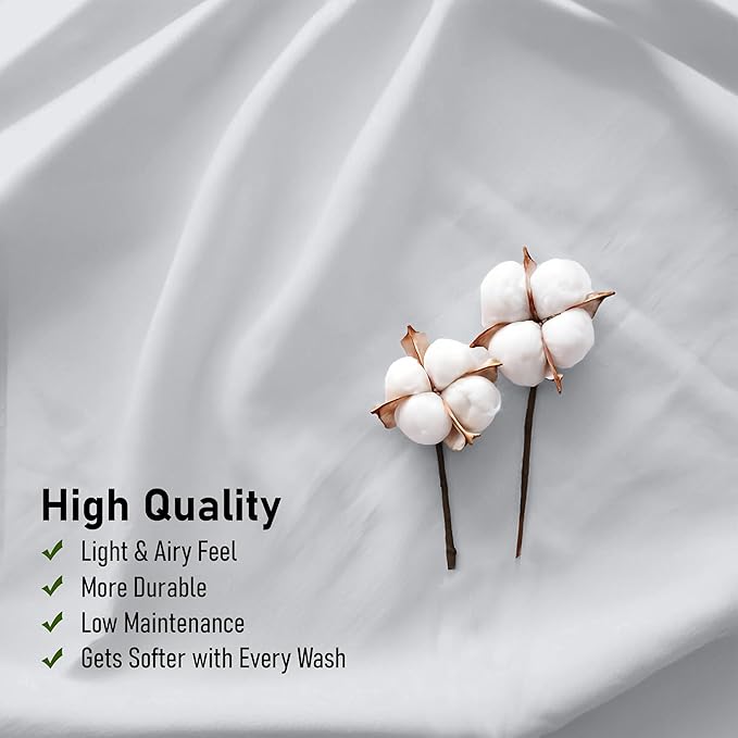 RUVANTI 100% Cotton Sheets – Twin Size Percale Bedding, Cooling & Breathable, Durable with a Crisp, Soft & Comfortable Feel, 16" Deep Pocket, 3-Piece Set, Quiet Gray
