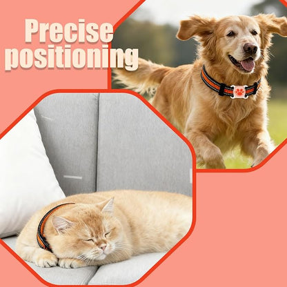 GPS Pet Tracker for Dogs & Cats, No SIM Card or Monthly Fees | 1-Minute Location Updates, Adjustable Collar Included, 1-Year Replaceable Battery, IPX7 Waterproof, iOS & Android