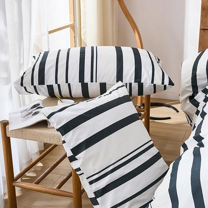 Merryword Black and White Striped Duvet Cover Set King Size - 100% Cotton Duvet Cover Set with Vertical Stripe Design, Soft Breathable Comforter Cover for All Seasons