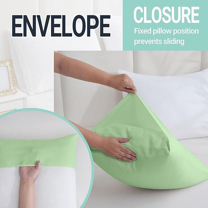ZPECC Pillow Cases Queen Size Set of 4, 20x30 Envelope Closure Pillowcases, Soft Plain Brushed Microfiber Covers Hypoallergenic Breathable, Sage Green