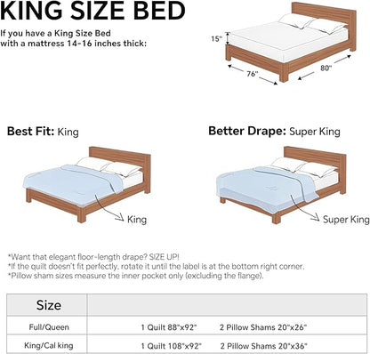 BEDELITE Velvet Quilt Set King Size - Luxury Velvet Comforter Bedding Set 3 Pieces, Lightweight Soft Cozy Shiny Dusty Blue Oversized Bedspread Coverlet for All Seasons with 2 Pillow Shams