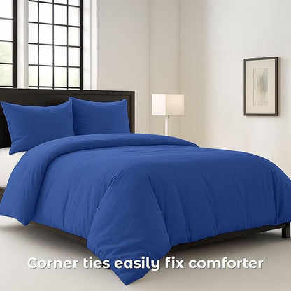 Pure Bedding California King Duvet Cover - Extra Soft Bedding Set, Includes 1 Cal King Duvet Cover 104x98 Inches with Zipper Closure & 2 Pillow Shams, Comforter Not Included, Navy