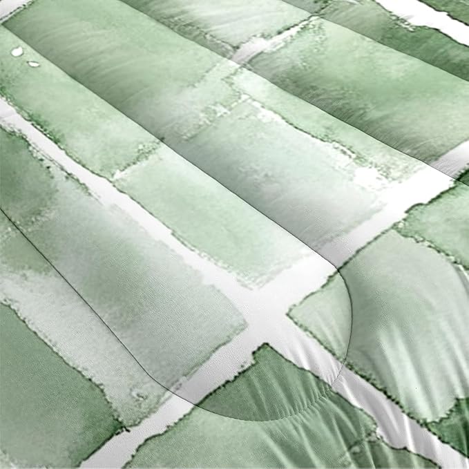 Girls Boys Gingham Bedding Set Twin Size, 2 Pieces Green Plaids Comforter Set, 100% Microfiber, Includes 1 Comforter (68" x 90") and 1 Pillowcase