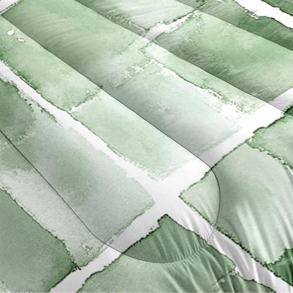 Girls Boys Gingham Bedding Set Twin Size, 2 Pieces Green Plaids Comforter Set, 100% Microfiber, Includes 1 Comforter (68" x 90") and 1 Pillowcase