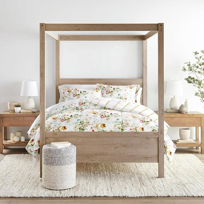 LINENS & HUTCH Comforter Set Patterned Microfiber All Season Down-Alternative Ultra Soft Bedding in Chintz Floral Stripe - King/Cal-King Chintz Floral Stripe Clay