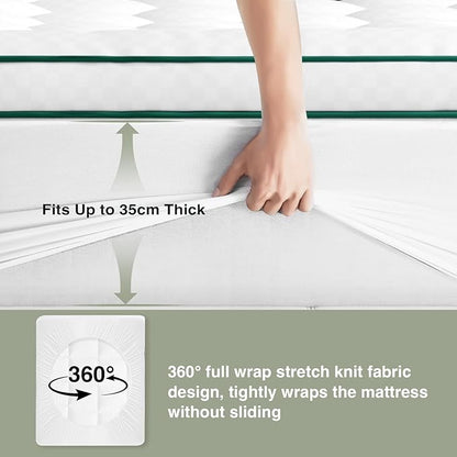 Novilla King Mattress Topper, Extra Thick Pillow Top - Overfilled Hotel Luxury Mattress Pad Cover for Back Pain Relief, Breathable Fluffy Down Alternative Fill, 8-21” Deep Pocket, Green-White