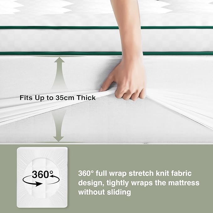 Novilla Full Mattress Topper, Extra Thick Pillow Top - Overfilled Hotel Luxury Mattress Pad Cover for Back Pain Relief, Breathable Fluffy Down Alternative Fill, 8-21” Deep Pocket, Green-White