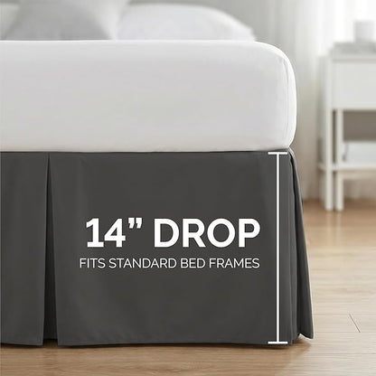 Southshore Fine Living, Inc. Hotel Quality Twin Bed Skirt - 15" Drop, Elegant Pleated Design, Premium Dust Ruffle/Twin Size Bed Skirt, Easy Care, Luxury Bed Skirt Twin Size, Slate