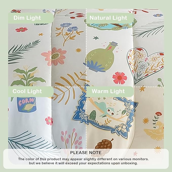 Kids Comforter Set Full Size for Girls, Forest Friends Bedding Set 1 Comforter, 1 Decor Pillow, 2 Pillow Shams