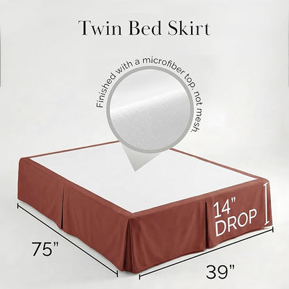 Southshore Fine Living, Inc. Hotel Quality Twin Bed Skirt - 14" Drop, Elegant Pleated Design, Premium Dust Ruffle/Twin Size Bed Skirt, Easy Care, Luxury Bed Skirt Twin Size, Marsala (Terra Cotta)