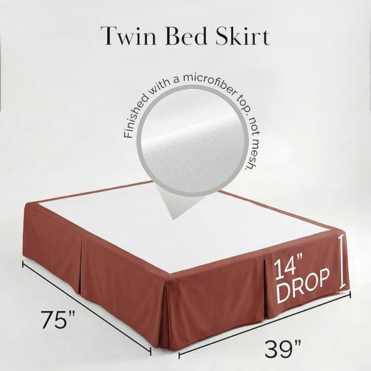 Southshore Fine Living, Inc. Hotel Quality Twin Bed Skirt - 14" Drop, Elegant Pleated Design, Premium Dust Ruffle/Twin Size Bed Skirt, Easy Care, Luxury Bed Skirt Twin Size, Marsala (Terra Cotta)