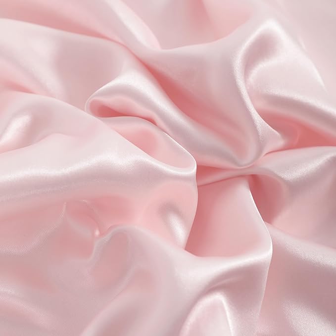 NTBAY 2 Pack Satin Standard Pillowcases for Hair and Skin, Luxurious and Silky Pillow Cases with Envelope Closure, 20x26 Inches, Light Pink