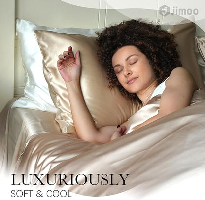 100% Mulberry Silk Pillowcase for Hair and Skin, 22 Momme Pure Natural Silk Pillow Case Both Sided with Zipper, Pillow Cover for Women Mom Men (White, Queen 20''×30'', 1 Pack)