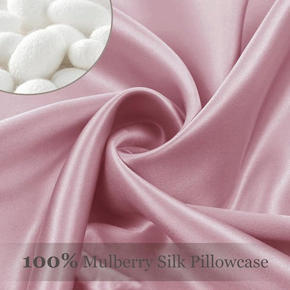 Adubor 100% Silk Pillowcase - Mulberry Silk Pillow Cases, 22 Momme 6A Grade Fibers, Silk Pillow Case for Hair and Skin Health, with Hidden Zipper (Standard 20''×26'', Medium Pink, 1PC)