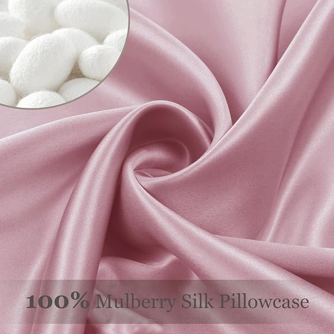 Adubor 100% Silk Pillowcase - Mulberry Silk Pillow Cases, 22 Momme 6A Grade Fibers, Silk Pillow Case for Hair and Skin Health, with Hidden Zipper (Queen 20''x30'', Medium Pink, 1PC)