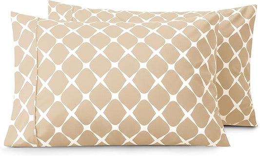 Elegant Comfort Luxury Ultra-Soft 2-Piece Pillowcase Set - 1500 Premium Hotel Quality Microfiber Double Brushed - Wrinkle Resistant, King Size, Bloomingdale Pattern Cream