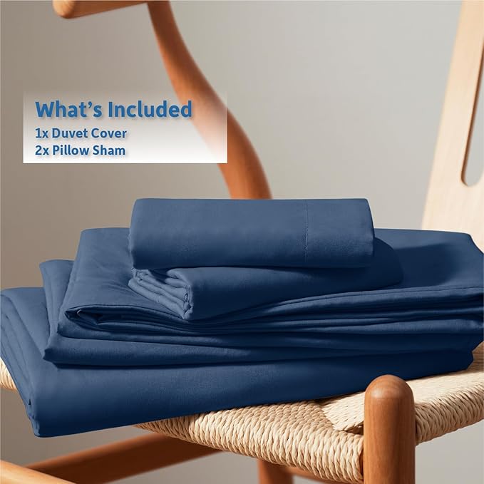 Nestl Navy Blue Duvet Cover King Size - Soft Double Brushed King Duvet Cover Set, 3 Piece, with Button Closure, 1 Duvet Cover 104x90 inches and 2 Pillow Shams