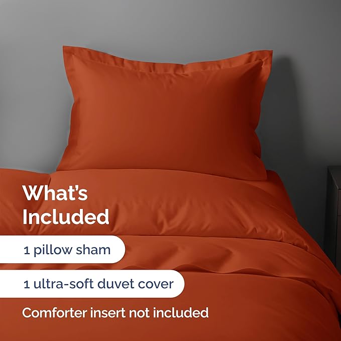 Duvet Cover Twin/Twin XL Size Set - Extra Soft Twin/Twin XL Duvet Cover 68" x 90" with 1 Pillow Sham - Hotel Luxury, Easy Care, Fade Free w/ Zipper Closures & Ties - Comfy & Breathable (Terracotta)
