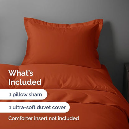 Duvet Cover Twin/Twin XL Size Set - Extra Soft Twin/Twin XL Duvet Cover 68" x 90" with 1 Pillow Sham - Hotel Luxury, Easy Care, Fade Free w/ Zipper Closures & Ties - Comfy & Breathable (Terracotta)