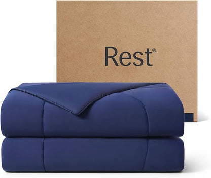 REST® Evercool® Cooling Comforter, Twin/Twin XL, Blanket for Hot Sleepers, All Season Bedding to Keep Cool for Night Sweats, Breathable Lightweight Blanket, 68"x90" Inches, Midnight Blue