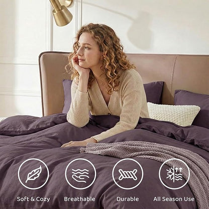 WRENSONGE Oversize King Size Comforter Set- 7 Pieces Artic Plum Bed in a Bag Oversize King Size Comforter with Fitted Sheet, Flat Sheet, 2 Pillow Shams, 2 Pillowcases, Warm Bedding Sets for All Season