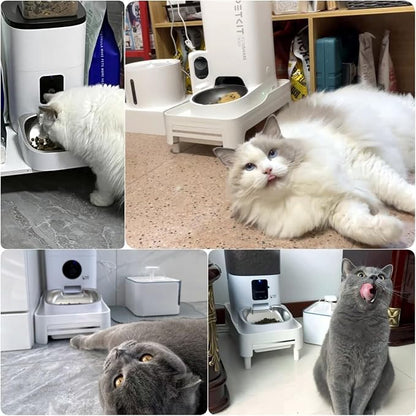 BEBOBLY Adjustable Cat Feeder Stand, Elevated Holder for Automatic Feeders, 3-5.1 in, Nonslip, Adjustable