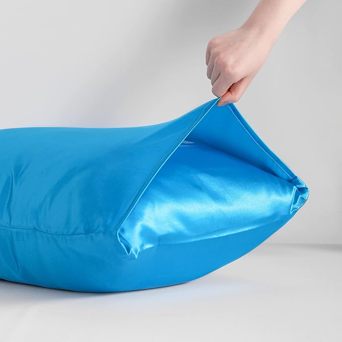 NTBAY 2 Pack Satin Standard Pillowcases for Hair and Skin, Luxurious and Silky Pillow Cases with Envelope Closure, 20x26 Inches, Royal Blue