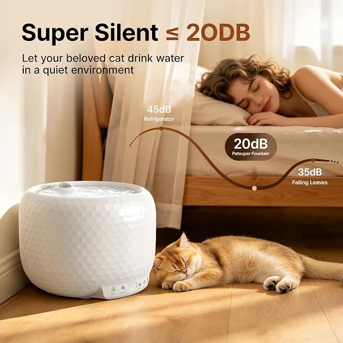 Red Dot Award Wireless Cat Water Fountain 1.8L/60oz, 145° Sensor Fountain with 5000mAh Battery, Silent Pump, Water-Electric Separation & Low Water Auto Shut Off for Cats Dogs