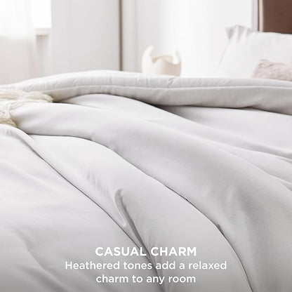Bedsure Queen Comforter Set - Grayish White Soft Bedding for All Seasons, Cationic Dyed Bed Set, 3 Pieces, 1 Queen Size Comforter (90"x90") and 2 Pillow Shams (20"x26"+2")