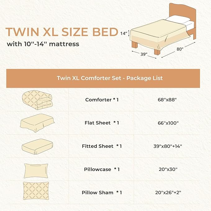 Sasttie Twin XL Comforter Set, 5-Piece Bed in a Bag, Pintuck Bedding Sets for All Season, Includes Comforter, Flat Sheet, Fitted Sheet, Pillowcase and Pillowsham, Navy