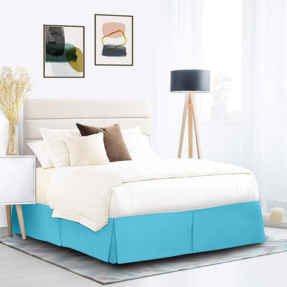 Nestl Beach Blue Full Bed Skirt - Full Size Bed Skirt 14 Inch Drop - Brushed Microfiber Bed Skirts - Hotel Quality Pleated Bed Skirt - Shrinkage & Fade Resistant