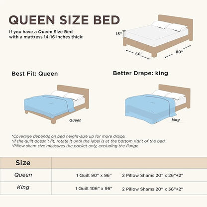 Bedsure Quilts Queen Size - Ultra Soft Pre-Washed Cloud-Like Bedding, All-Season Lightweight Comforter for Country Bedroom, Leaf Design Coverlet in Pure White, 90 x 96 Inches | Stitch-Free Quilting, Ultra Soft, Lightweight, Machine Washable, Pet-Friendly