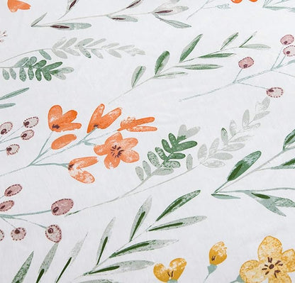 SLEEPBELLA Duvet Cover Set 600 Thread Count Cotton Bedding Set (Twin, White&Green Floral)