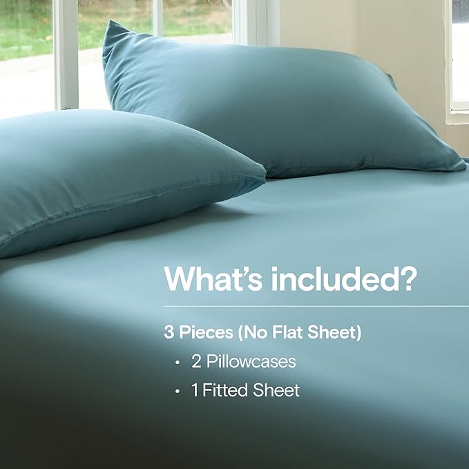 DOZ Sheet Set, 100% Viscose derived from Bamboo, Organically Grown, Buttery Soft, Cooling Sheets, High GSM, Deep Pockets - 3 Piece - 2 Pillowcases 1 Fitted Sheet (Teal, Queen)