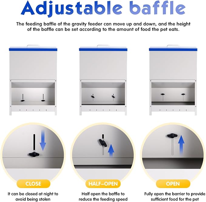 Automatic Dog Feeder Large Breed, Outdoor Dog Feeder for Large Dogs, Large Capacity Automatic Gravity Dog Feeder Suitable for Small, Medium, and Large Dog Breeds (Blue)