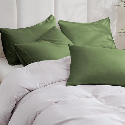 ZPECC Pillow Cases King Size Set of 12, 20x36 Envelope Closure Pillowcases, Soft Plain Brushed Microfiber Covers Hypoallergenic Breathable, Olive Green