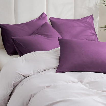 ZPECC Pillow Cases Standard Size Set of 4, 20x26 Envelope Closure Pillowcases, Soft Plain Brushed Microfiber Covers Hypoallergenic Breathable, Dark Purple