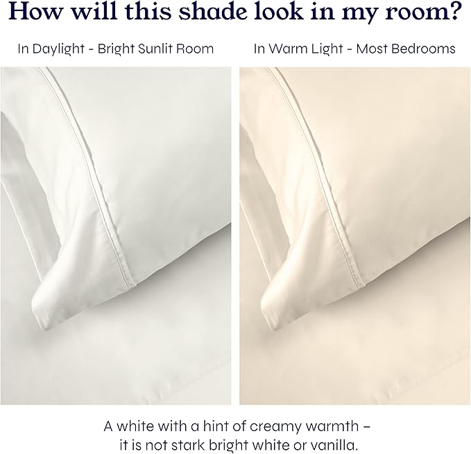 California Design Den 2-Pack 100% Cotton Sheet Sets King Size 400 Thread Count Sateen - Soft and Breathable Sheets, 2 Sets of Deep Pocket Bed Sheets - Ivory (Pale Tone)