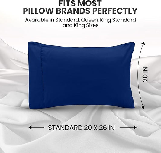 Utopia Bedding Standard Pillow Cases - 2 Pack - Envelope Closure - Soft Brushed Microfiber Fabric - Shrinkage and Fade Resistant Pillow Covers Standard Size 20 X 26 Inches (Standard, Royal Blue)