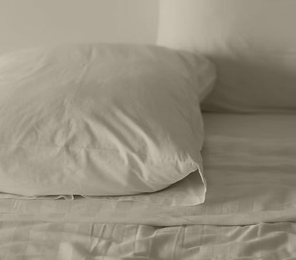 RUVANTI 100% Cotton Sheets – Queen Size Percale Bedding, Cooling & Breathable, Durable with a Crisp, Soft & Comfortable Feel, 16" Deep Pocket, 4-Piece Set, Taupe