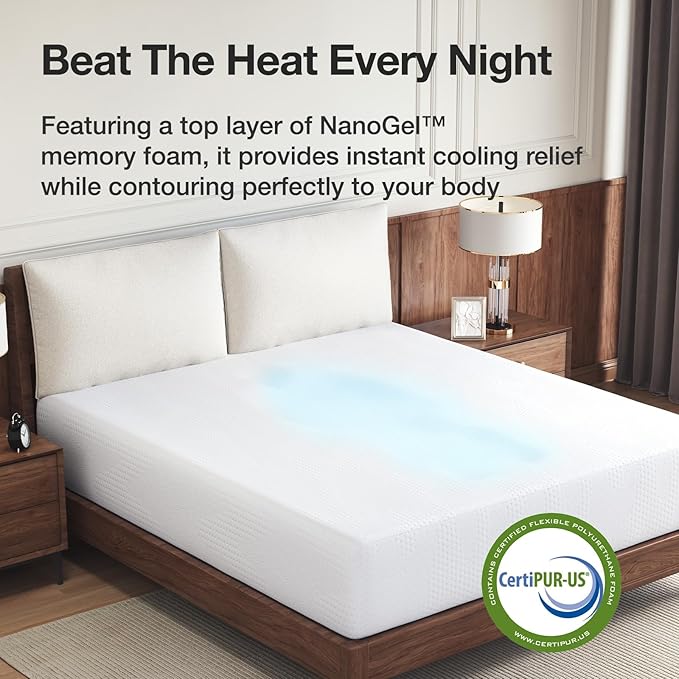 Novilla King Size Mattress in a Box, 14 Inch King Mattress, Gel Memory Foam Mattresses for Cooling Night Sleep & Pressure Relief, CertiPUR-US Certified, White